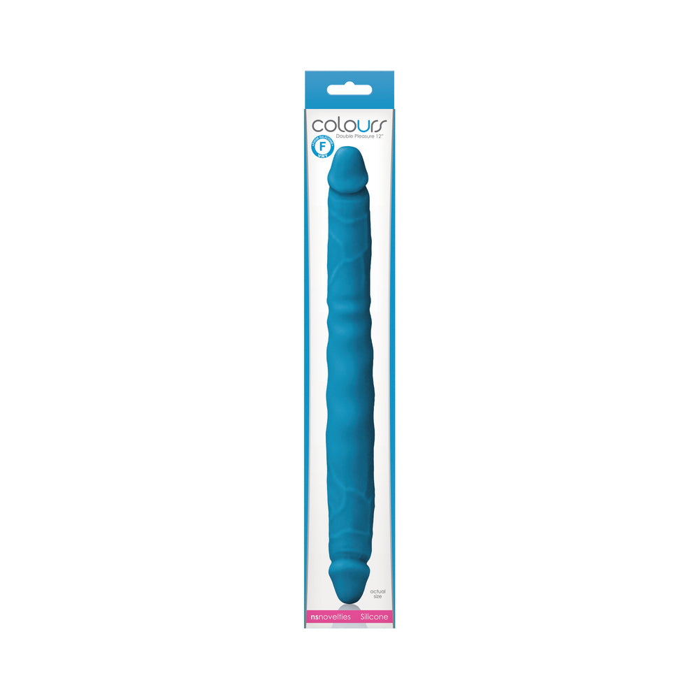 Colours Double Pleasure 12 in. Dual Ended Dildo Blue - Fantasies Boutique