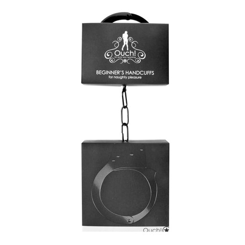 Ouch! Beginner's Metal Handcuffs With Quick-Release Black - Fantasies Boutique