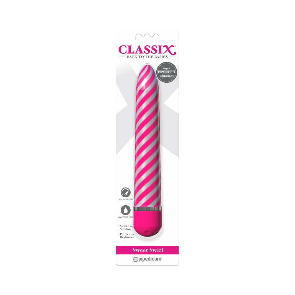 Pipedream Classix Sweet Swirl 8 in. Slimline Vibrator Pink - Fantasies Boutique