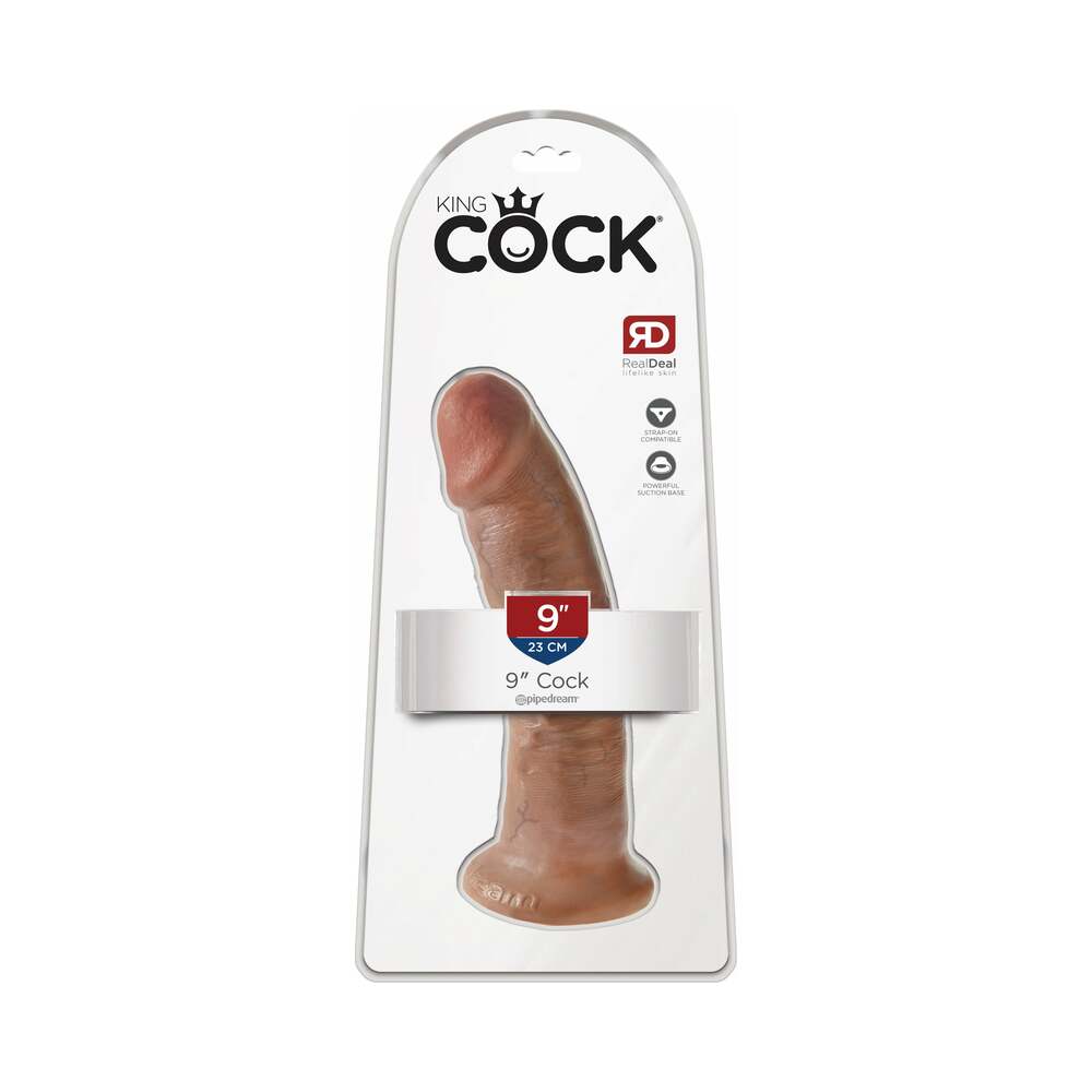 King Cock 9 in. Cock Realistic Dildo With Suction Cup Tan - Fantasies Boutique