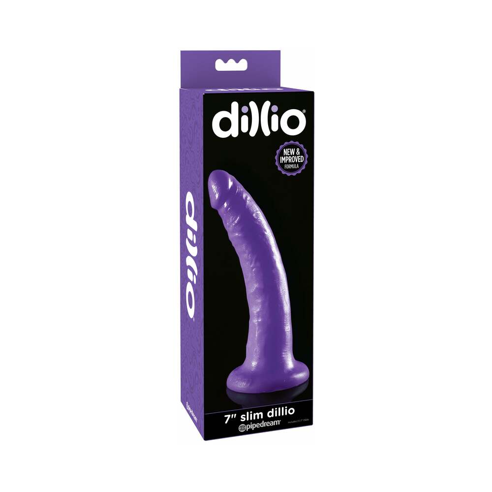 Dillio 7 in. Slim Realistic Dildo With Suction Cup Purple - Fantasies Boutique