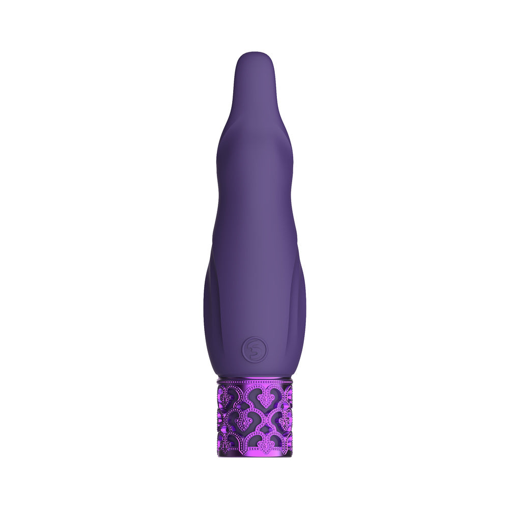 Royal Gems Sparkle Rechargeable Flicking Silicone Bullet Vibrator Purple