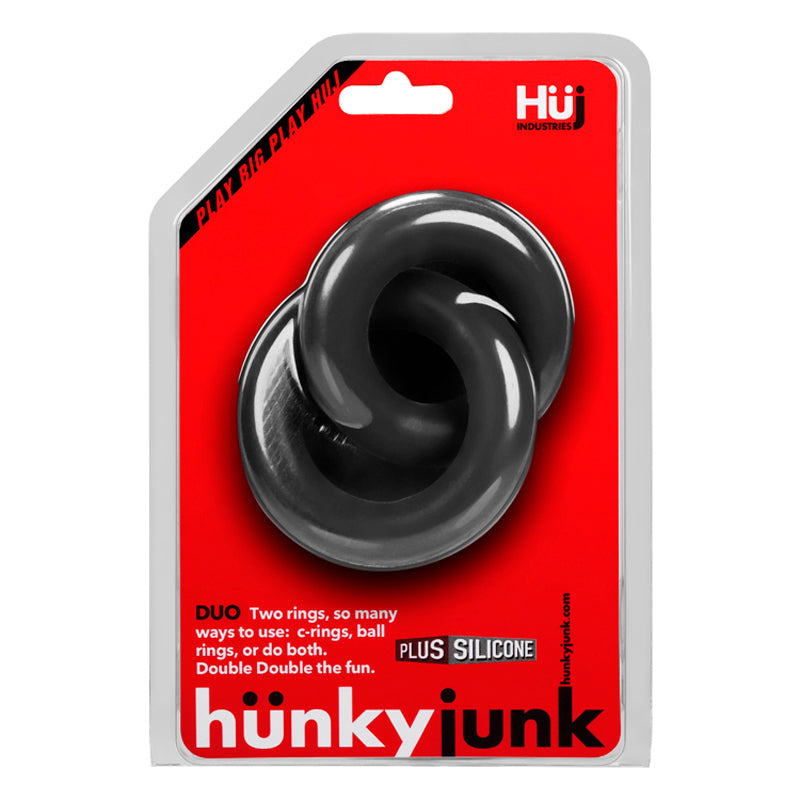 Hunkyjunk DUO Linked Cock/Ball Rings Tar - Fantasies Boutique