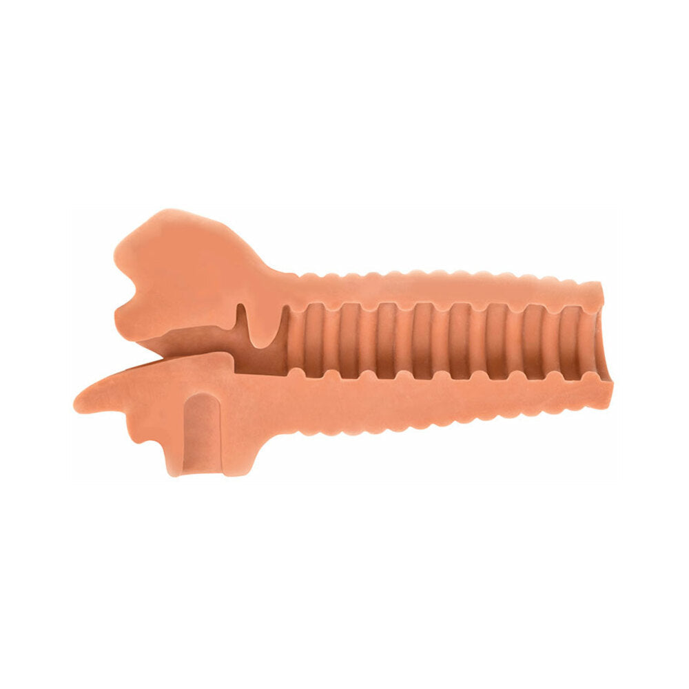 Curve Toys Mistress Perfect Suck Selene Vibrating Deep Throat Mouth Stroker Tan - Fantasies Boutique