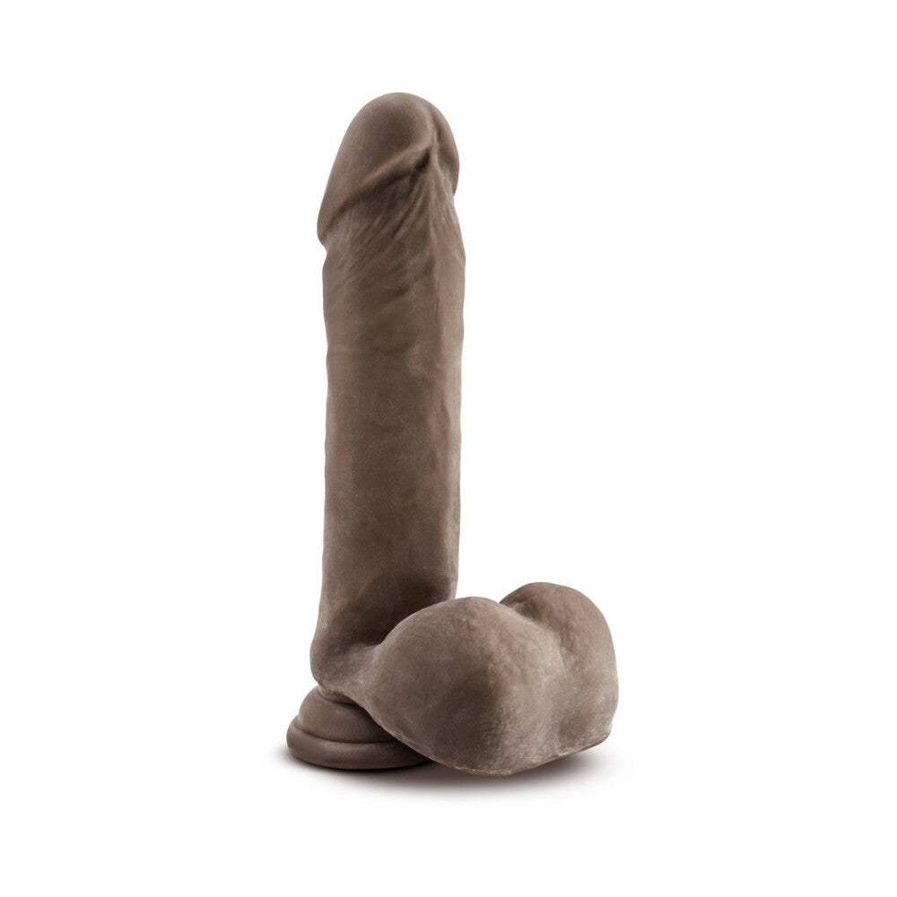 Blush Au Naturel 8 in. Posable Dual Density Dildo with Balls & Suction Cup Brown - Fantasies Boutique