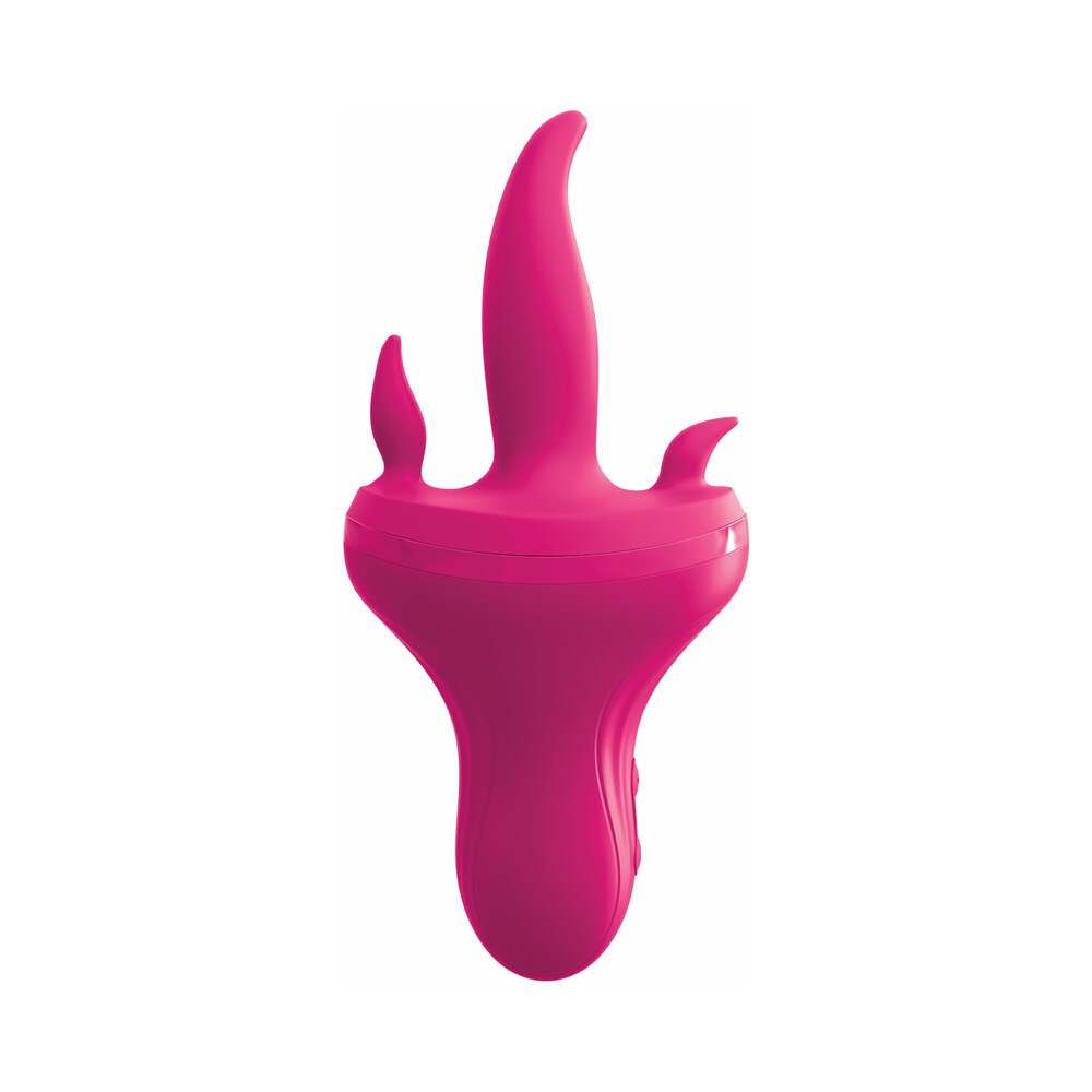 3Some Holey Trinity Triple Tongue Vibrator Rechargeable Silicone Red - Fantasies Boutique