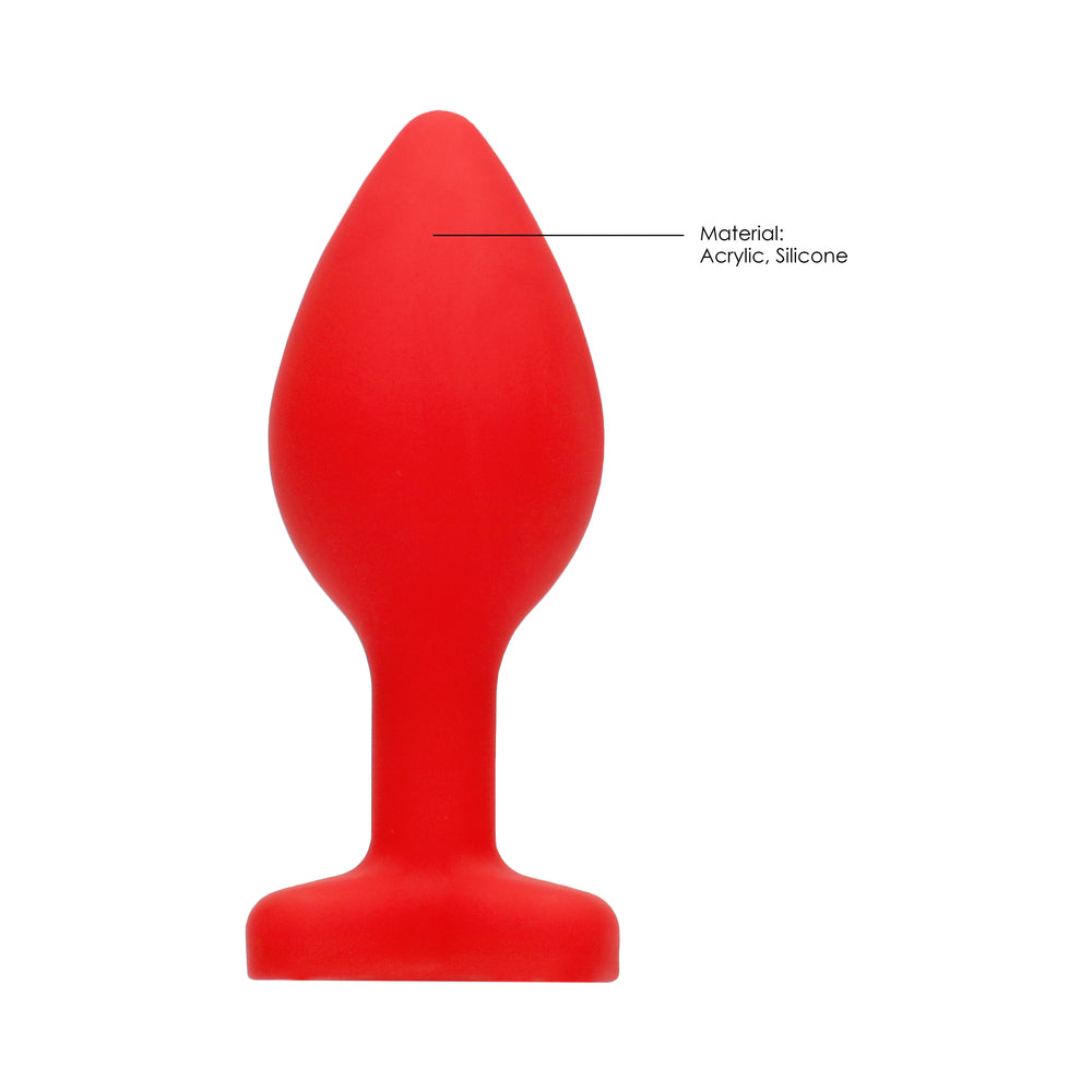 Ouch! Flexible Silicone Diamond Heart Butt Plug Red Large - Fantasies Boutique
