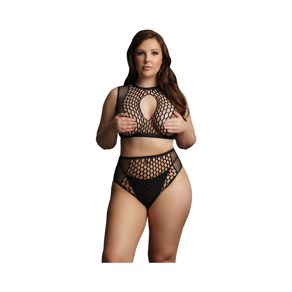 Le Desir Duo Net Keyhole Bra Set Black Queen Size - Fantasies Boutique