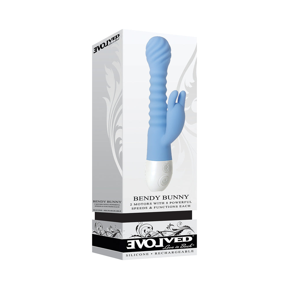 Evolved Bendy Bunny Rechargeable Poseable Silicone Rabbit Vibrator Blue - Fantasies Boutique