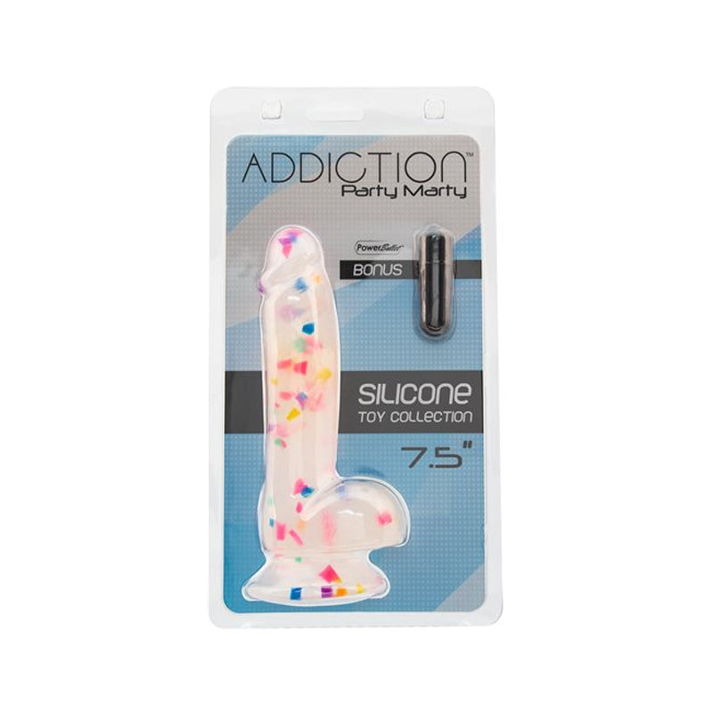 Addiction Silicone Toy Collection Party Marty 7.5 in. Dildo Frost Confetti - Fantasies Boutique