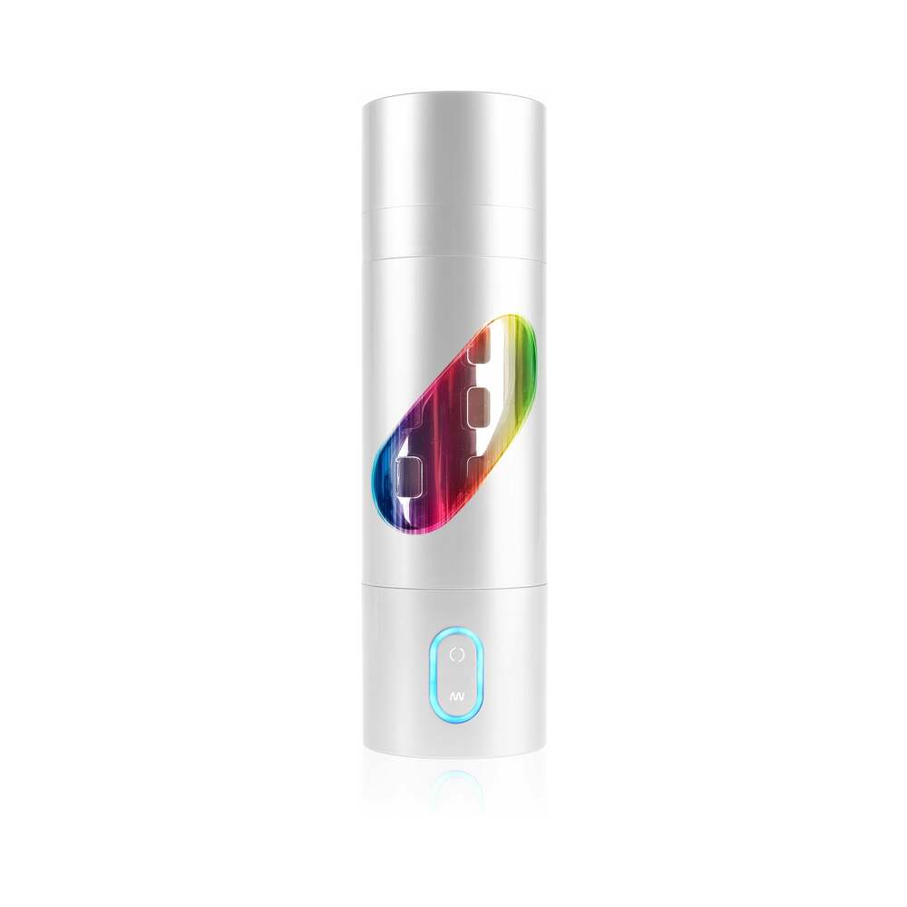 PDX Rechargeable Roto-Bator Pussy Light-Up Rotating Stroker Clear/White - Fantasies Boutique