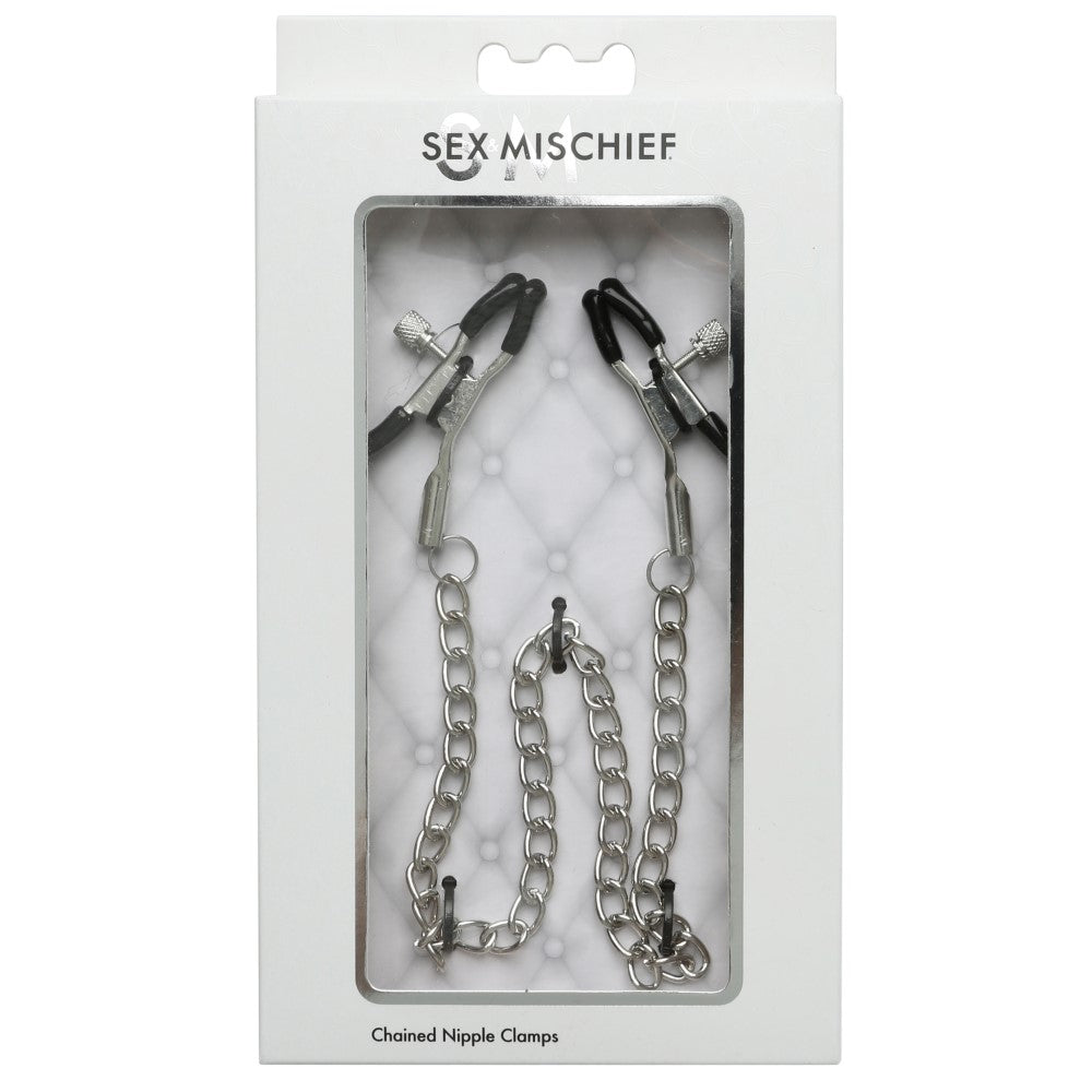 Sportsheets Sex & Mischief Adjustable Chained Nipple Clamps - Fantasies Boutique