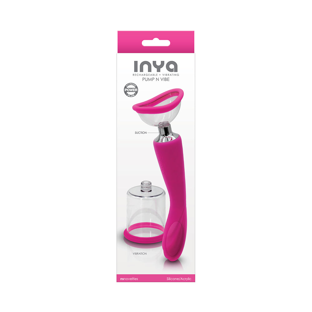 INYA Pump N Vibe Rechargeable Dual-Ended Vibrator & Pump Set Pink - Fantasies Boutique