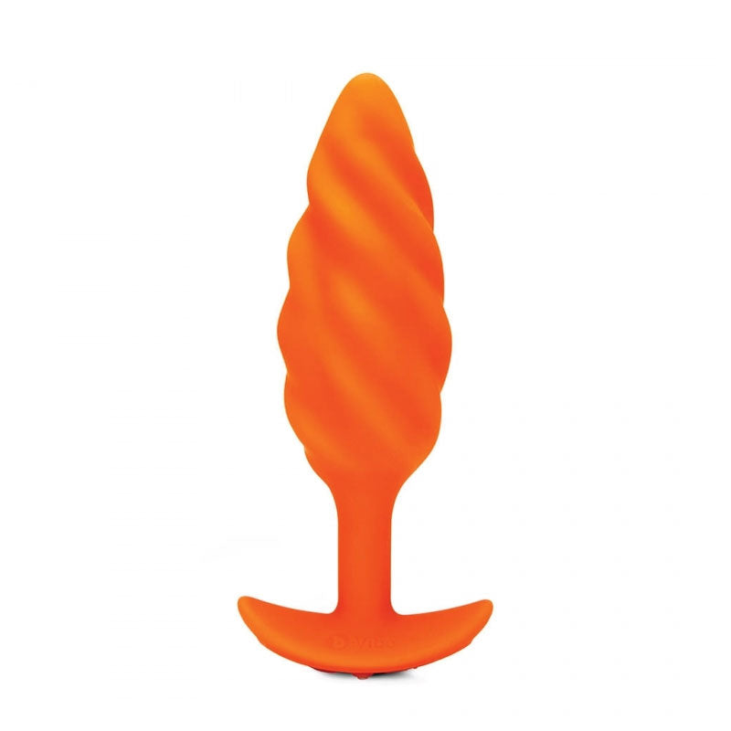 b-Vibe Swirl Rechargeable Vibrating Silicone Textured Anal Plug Orange - Fantasies Boutique