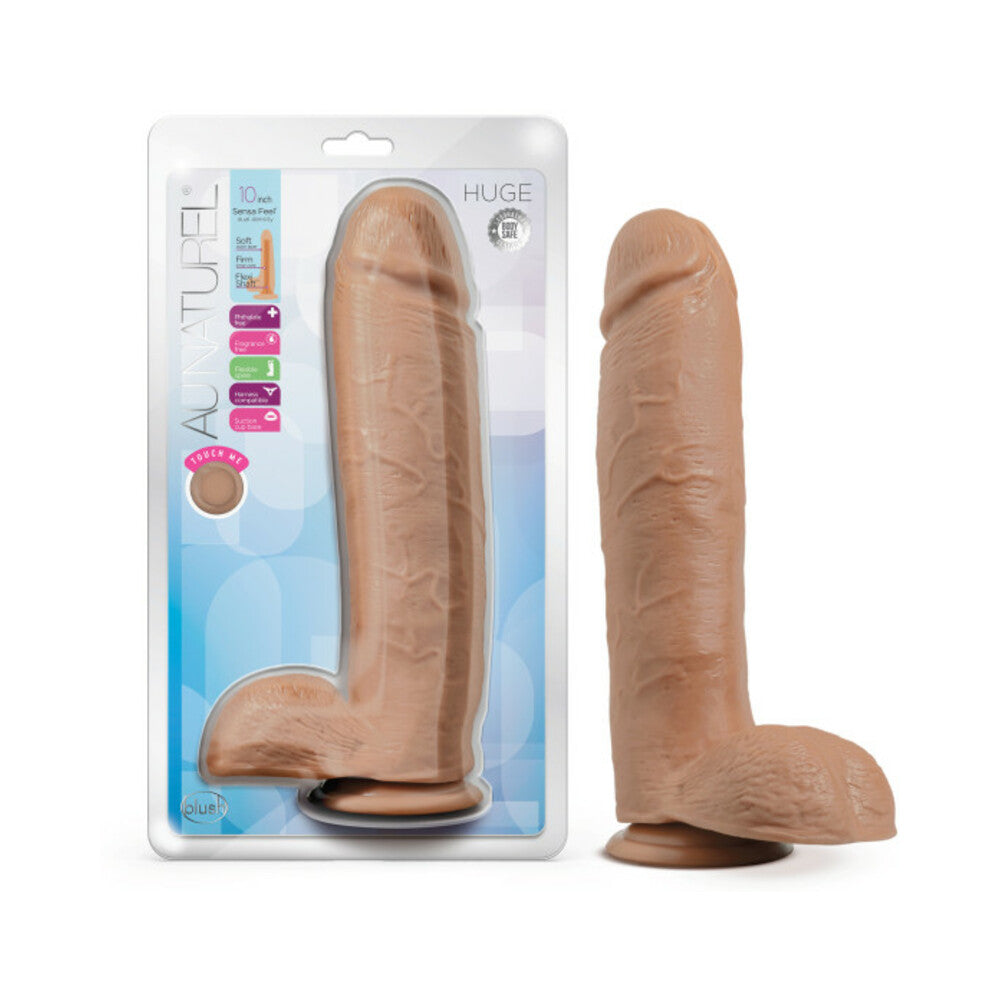 Au Naturel Huge 10 in. Posable Dual Density Dildo with Balls Tan - Fantasies Boutique