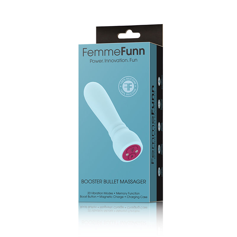 FemmeFunn Booster Bullet Massager Rechargeable Silicone Vibrator Light Blue - Fantasies Boutique