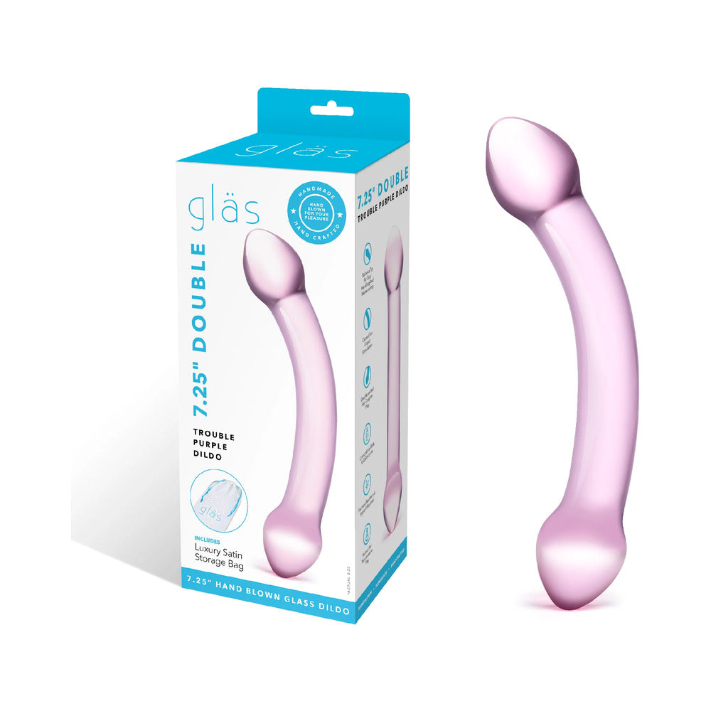 Glas 7.25 in. Double Trouble Purple Glass Dildo - Fantasies Boutique