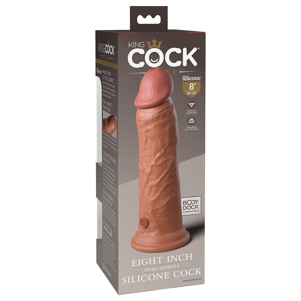 King Cock Elite 8 in. Dual Density Silicone Cock Realistic Dildo With Suction Cup Tan - Fantasies Boutique