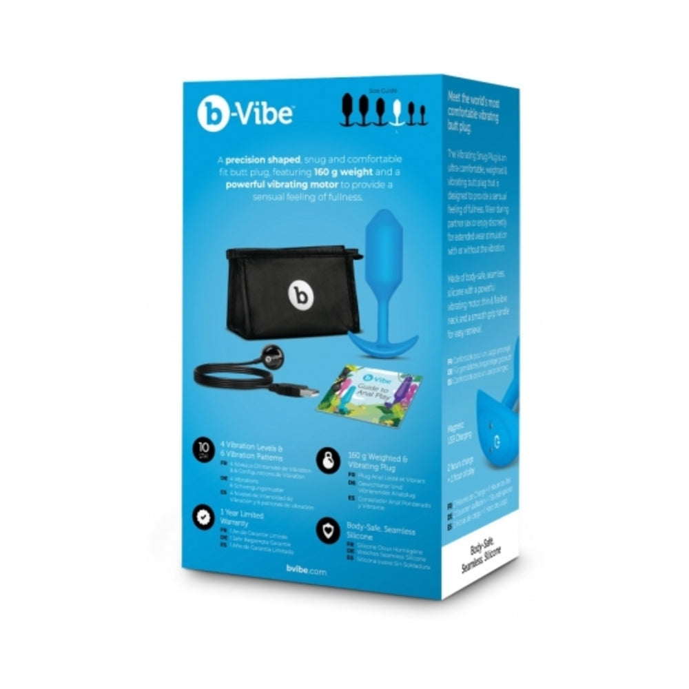 b-Vibe Vibrating Snug Plug 3 Rechargeable Weighted Silicone Anal Plug Blue - Fantasies Boutique