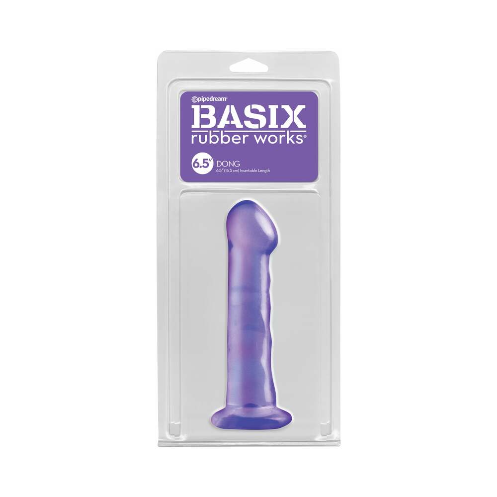Basix Rubber Works 6.5 in. Dong With Suction Cup Purple - Fantasies Boutique