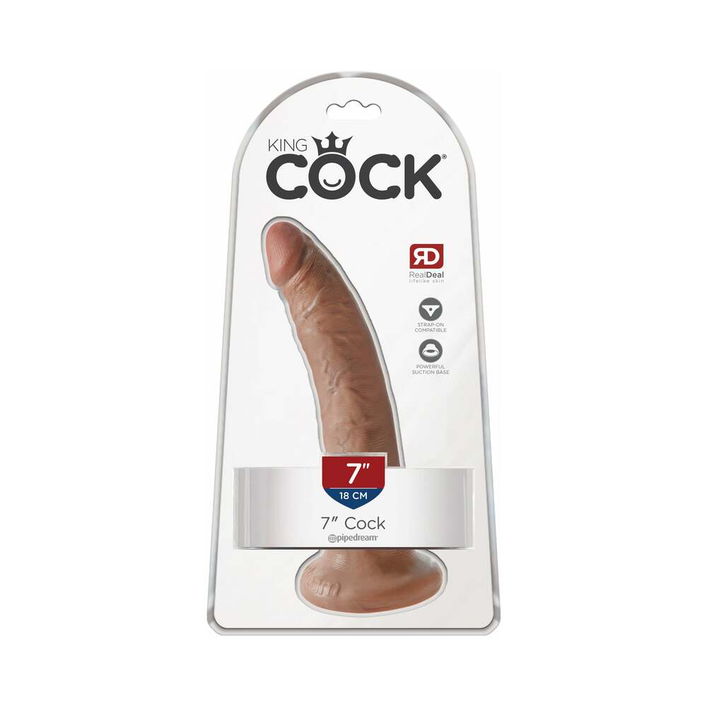 King Cock 7 in. Cock Realistic Dildo With Suction Cup Tan - Fantasies Boutique