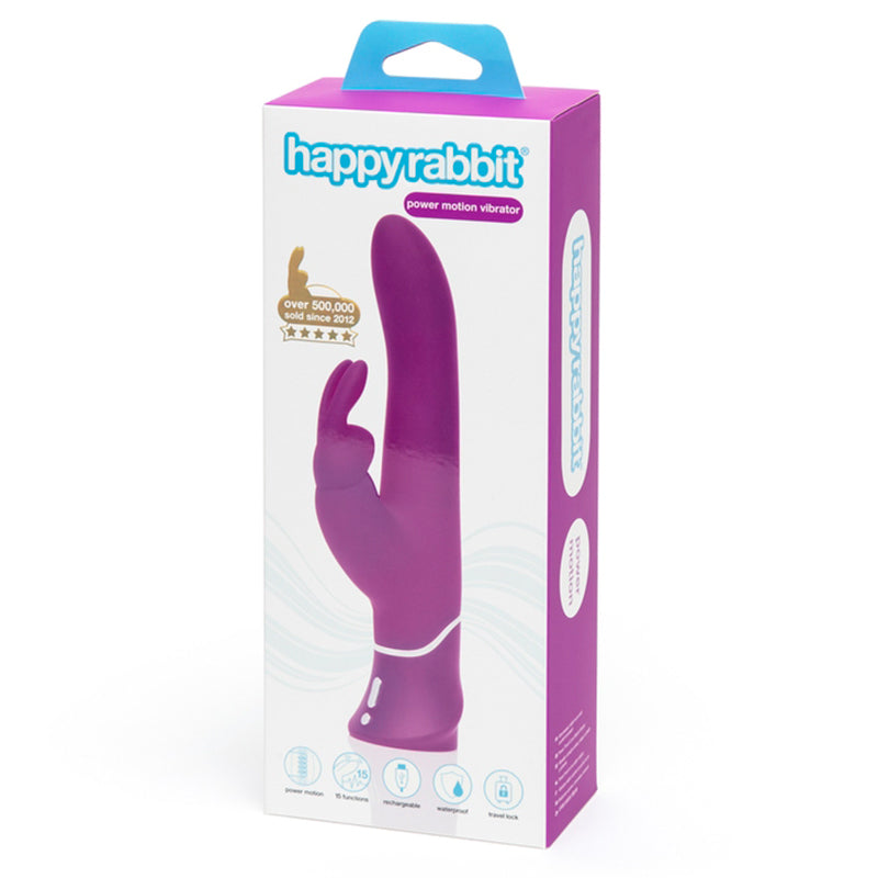 Happy Rabbit Power Motion Rechargeable Silicone Rabbit Vibrator Purple - Fantasies Boutique
