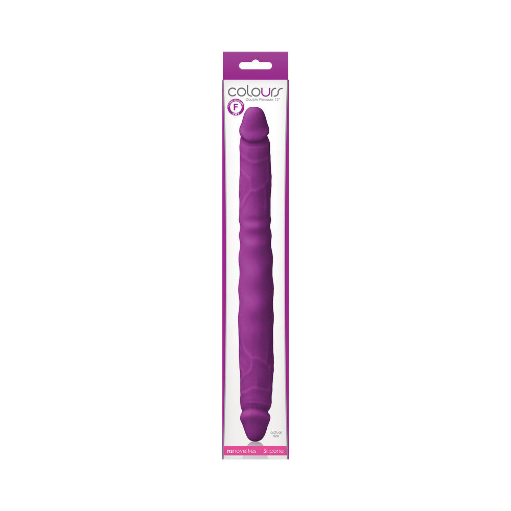 Colours Double Pleasure 12 in. Dual Ended Dildo Purple - Fantasies Boutique