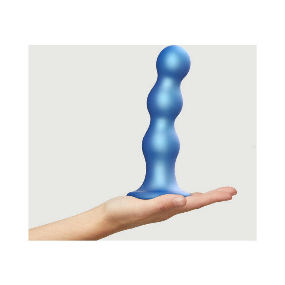 Strap-On-Me Hybrid Collection Silicone Dildo Plug Balls Metallic Blue XL - Fantasies Boutique