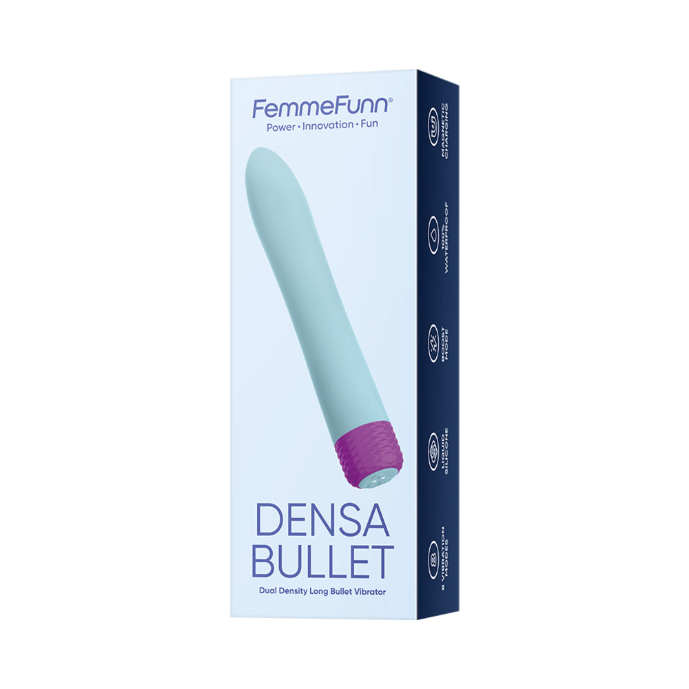 FemmeFunn Densa Bullet Rechargeable Dual Density Silicone Slimline Vibrator Light Blue - Fantasies Boutique
