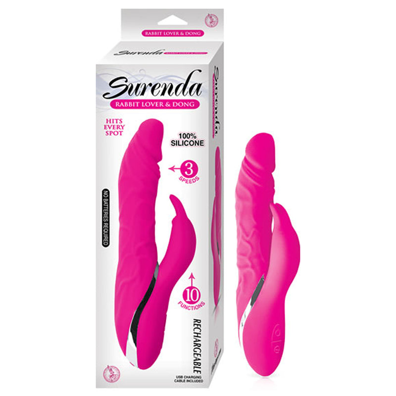 Surenda Rabbit Lover&Dong 3 Speed 10 Function Silicone USB Rechargeable Waterproof Pink - Fantasies Boutique