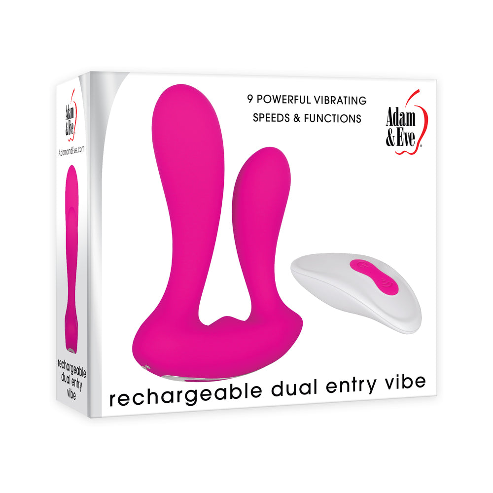 Adam & Eve Rechargeable Remote-Controlled Silicone Dual Entry Vibrator Pink - Fantasies Boutique