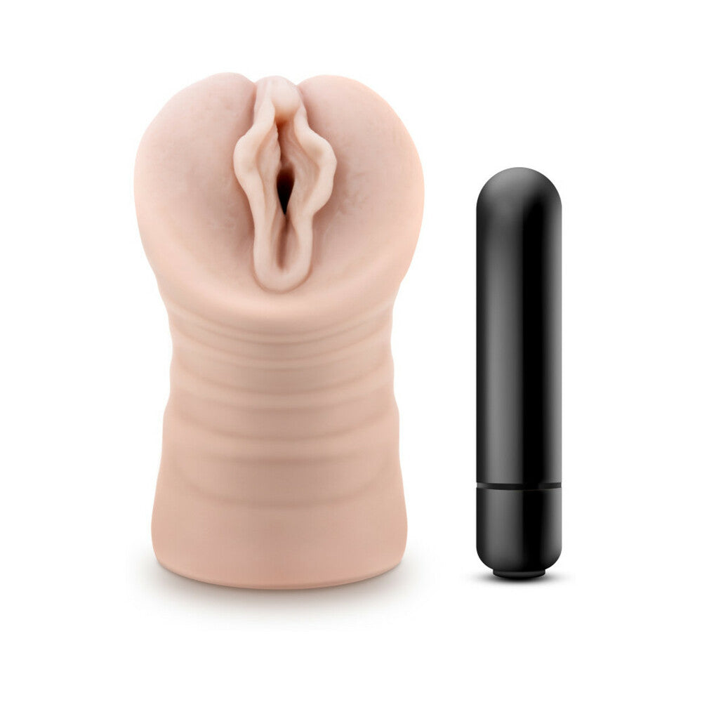 M for Men Ashley Vagina Stroker with Bullet Vibrator Beige - Fantasies Boutique