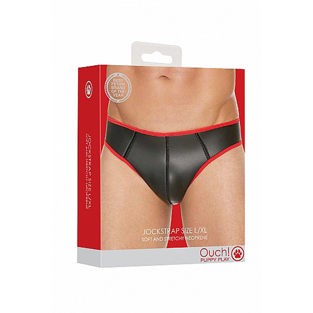 Ouch! Puppy Play Neoprene Jockstrap Red L/XL - Fantasies Boutique