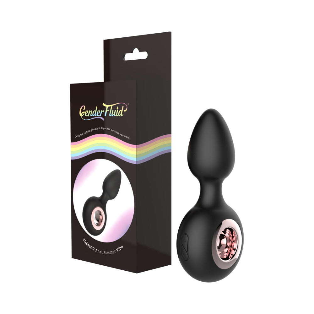 Gender Fluid Tremor Rechargeable Silicone Anal Rimmer Vibrating Plug Black - Fantasies Boutique