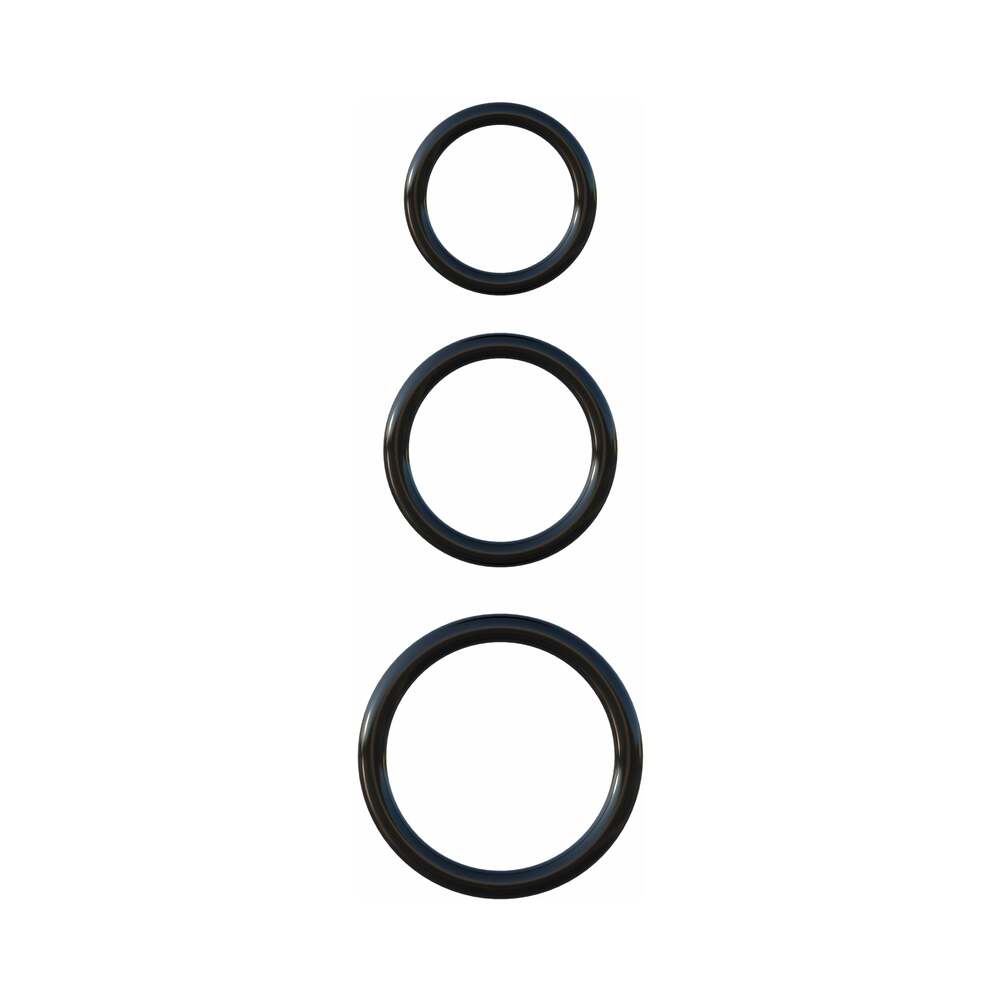 Pipedream Fantasy C-Ringz Silicone 3-Ring Stamina Set Black - Fantasies Boutique