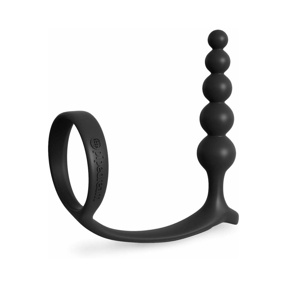 Pipedream Anal Fantasy Collection Silicone Ass-Gasm Cockring Anal Beads Black - Fantasies Boutique