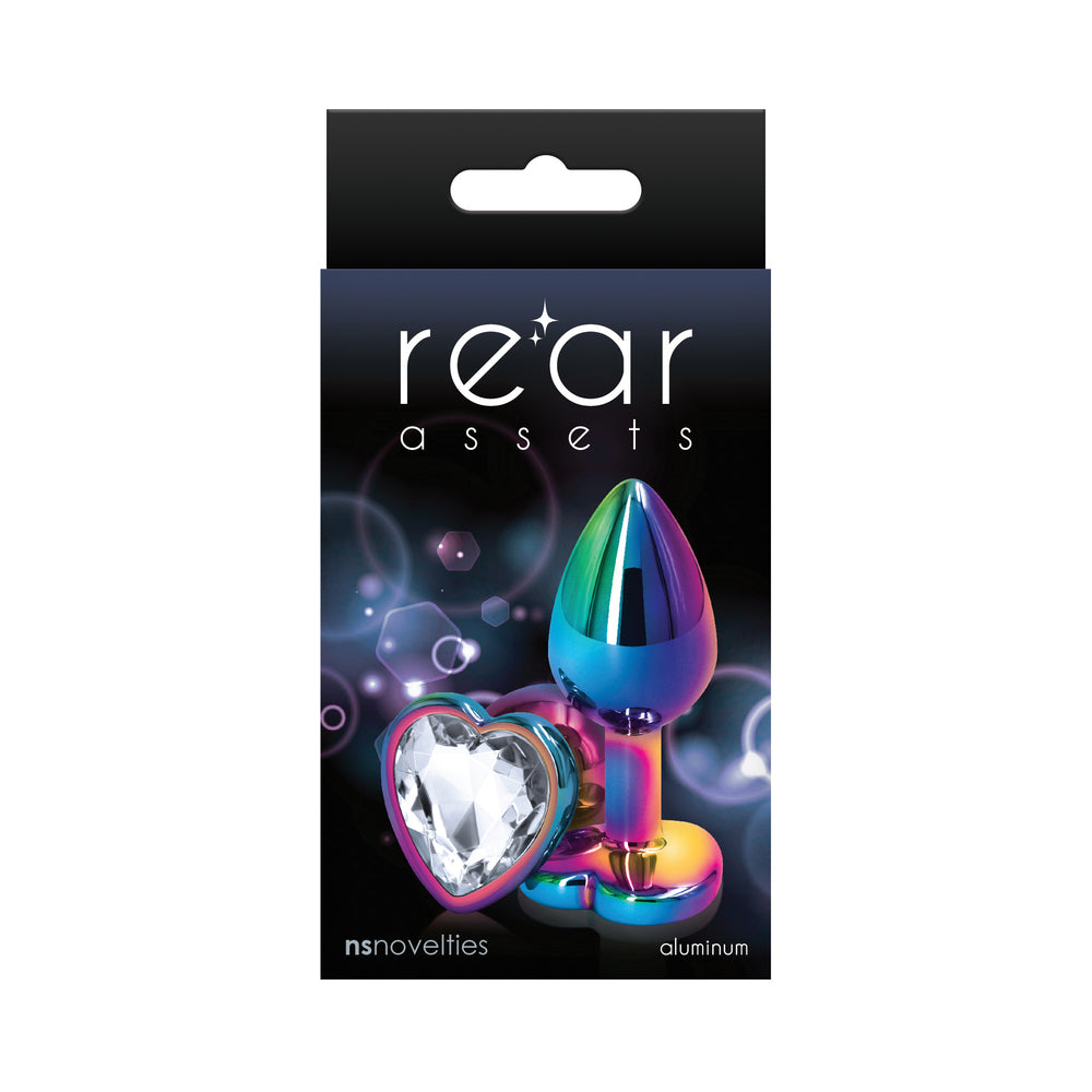 Rear Assets Metal Heart Plug Small Multicolor/Clear - Fantasies Boutique