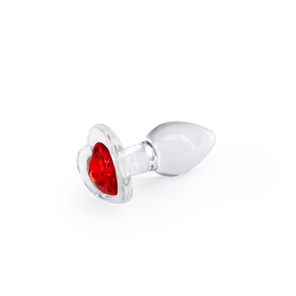 Crystal Desires Red Heart Gem Glass Plug Small - Fantasies Boutique