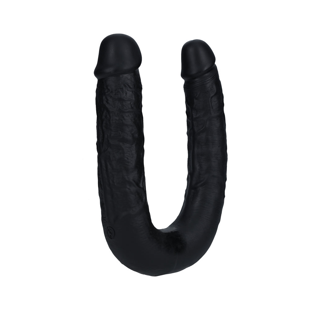 RealRock 9 in. U-Shaped Double Dildo Black - Fantasies Boutique
