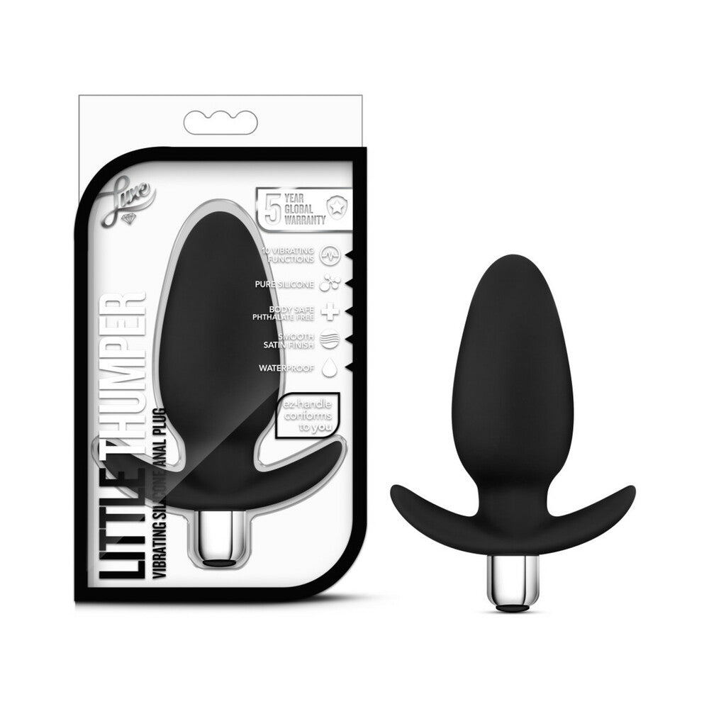 Luxe Little Thumper Vibrating Silicone Anal Plug Black - Fantasies Boutique