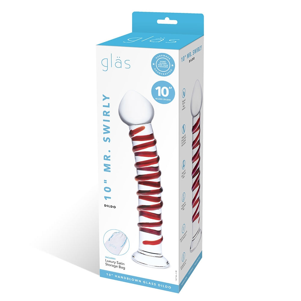 Glas 10 in. Mr. Swirly Glass Dildo - Fantasies Boutique