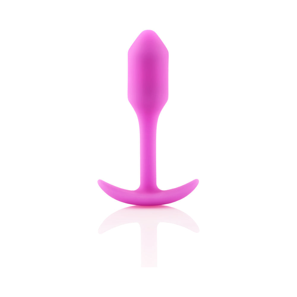 b-Vibe Snug Plug 1 Weighted Silicone Anal Plug Fuchsia - Fantasies Boutique