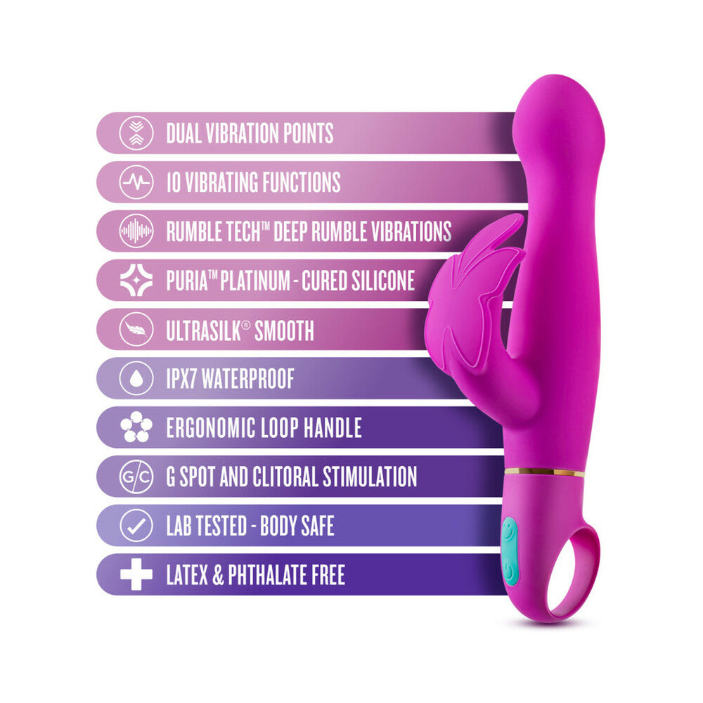 Aria Naughty AF Silicone Dual Stimulation Vibrator Plum - Fantasies Boutique