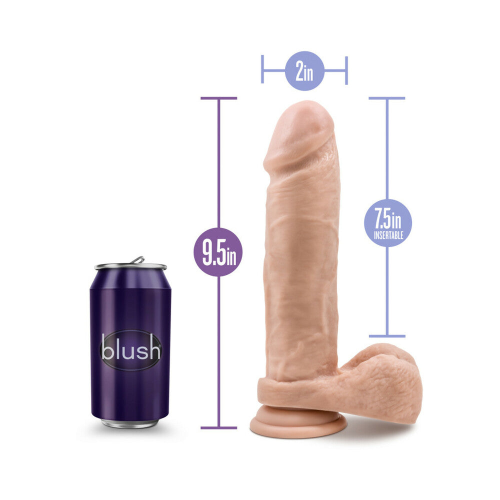 Au Naturel 9.5 in. Posable Dual Density Dildo with Balls Beige - Fantasies Boutique