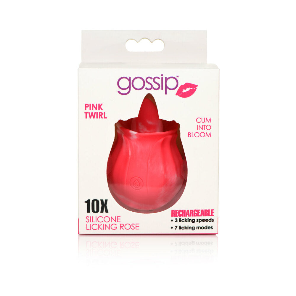 Curve Toys Gossip Cum Into Bloom Rechargeable Silicone Licking Rose Pink Twirl - Fantasies Boutique