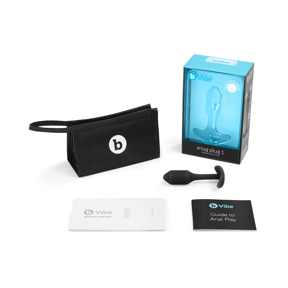 b-Vibe Snug Plug 1 Weighted Silicone Anal Plug Black - Fantasies Boutique