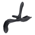 Playboy The 3 Way Rechargeable Remote Controlled Vibrating Silicone Cockring with Stimulator Black - Fantasies Boutique