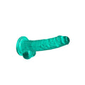 RealRock Crystal Clear Realistic 7 in. Dildo With Balls and Suction Cup Turquoise