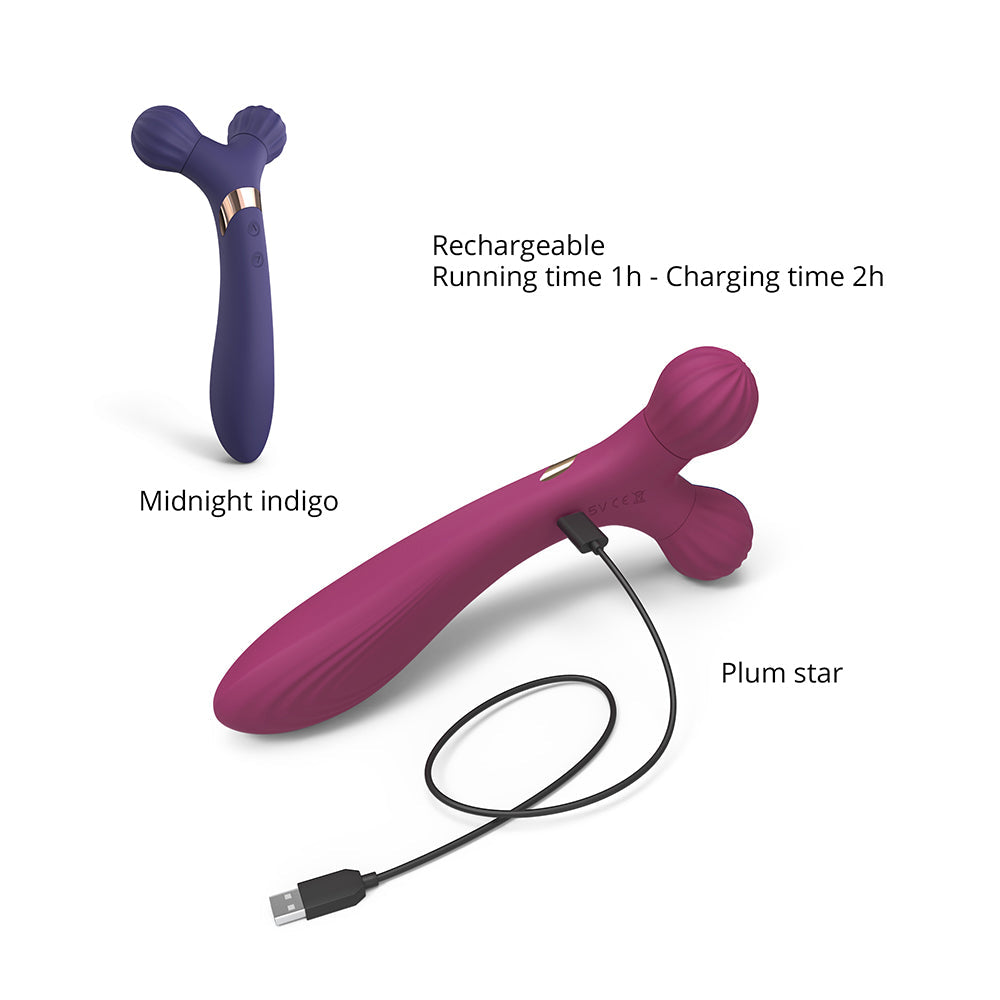Love to Love Fireball Rechargeable Dual Ended Silicone Body Massager & Vibrator Plum Star - Fantasies Boutique