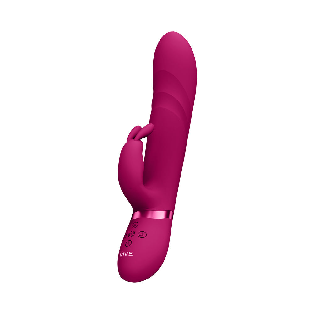 VIVE NARI Rechargeable Silicone G-Spot Rabbit Vibrator with Rotating Beads Pink - Fantasies Boutique
